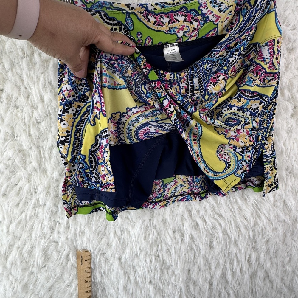 RYP WEAR Womens Skort M Yellow Paisley Athletic Gym Tennis Pickleball - Picture 6 of 7